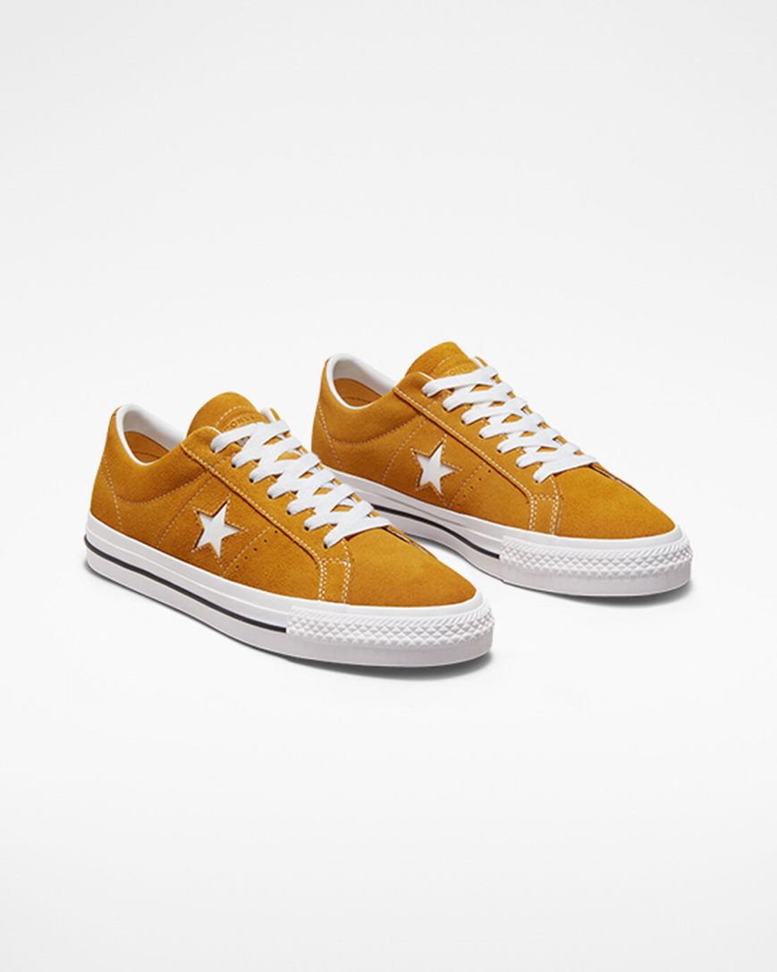 Dámské Skate Boty Converse One Star Pro Zlaté Oranžové Bílé Černé | CZ DOQG46